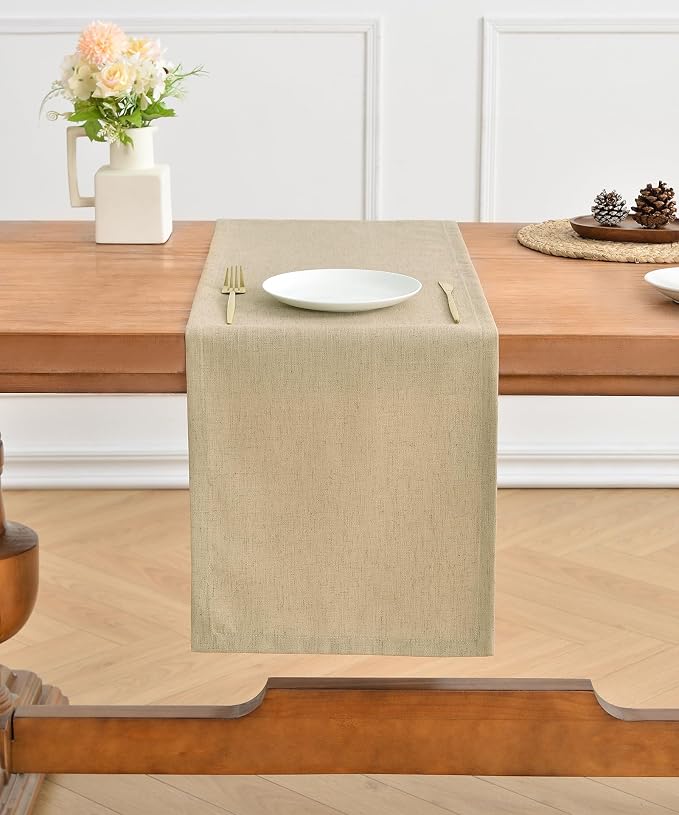 Wracra Linen Table Runner, Burlap Natural Table Runners 108 Inches Long | Rich - Image 5