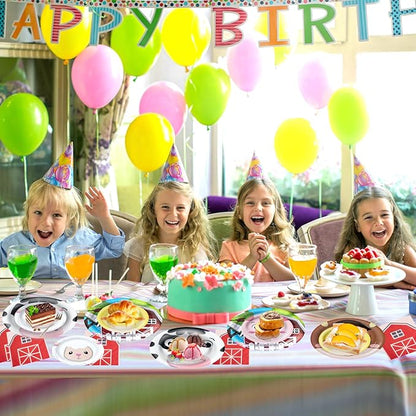 180Pcs Farm Animals Party Supplies Paper Plates and Napkins Serve 60 | - Image 7