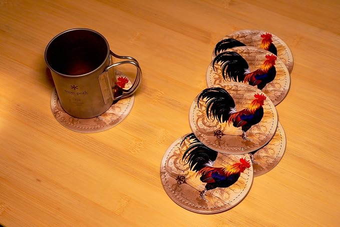 Vintage Rooster Coasters for Drinks - Image 4