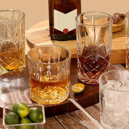 Moretoes Crystal Whisky Drinking Glasses Set of 12, Glass Cups | Mixed - Image 7