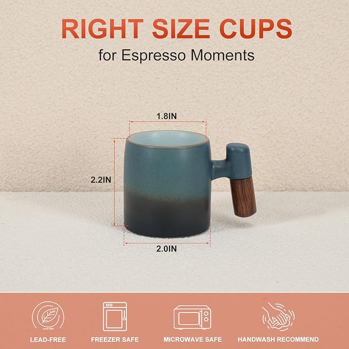 2.5oz Ceramic Espresso Cups, Demitasse Cups - Image 2