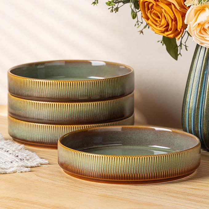 7.5" Ceramic Pasta Bowls Set of 4, Salad Bowls | Versatile Serving Bowls by TheTerra