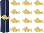 ALPHA Living HOME 12 Pcs Decorative Fish Metal Napkin Ring for Table Settings Napkins Ring for Dining, Anniversary, Birthday, Romantic Dinner, Holiday, Party of Table Setting, Wedding Table (Gold)
