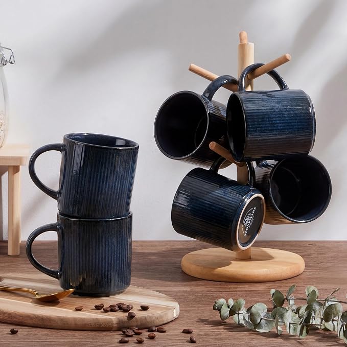 E-far 12 oz Coffee Mugs Set of 6, Stoneware Coffee Cups - Image 7