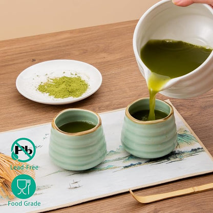 4pcs Japanese Tea Cup Set – Mini Size Cup 5OZ Ceramic Matcha Cup, Handless - Image 4