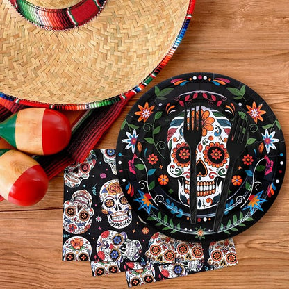 96 Pieces Day of the Dead Tableware Set - Image 4
