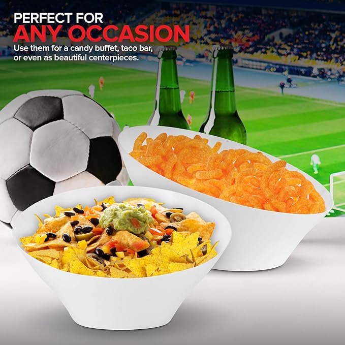 54oz White Plastic Serving Bowls Large Disposable Snack Bowl Candy Dishes - Image 6