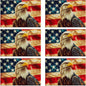American Flag Placemats Set of 6, Linen Washable for Christmas, Thanksgiving, Party, and Daily Dining, Retro Eagle Decorative Table Mats for 4-6 Person Table