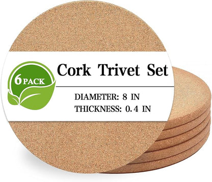 Cork Trivet, 6 Pack High Density Thick Corks Coasters Set by Unknown