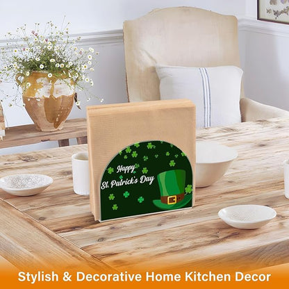 Napkin Holder Happy St Patrick's Day Hat Crystal Clear Acrylic Napkin Holders Paper Napkin Holder Dining Table Dispenser for Kitchen Restaurant Home Decor Bar Accessories