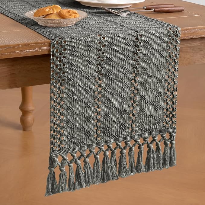 Boho Table Runner Summer Farmhouse Rustic Dining Dresser Scarf Home Decor | - Image 4