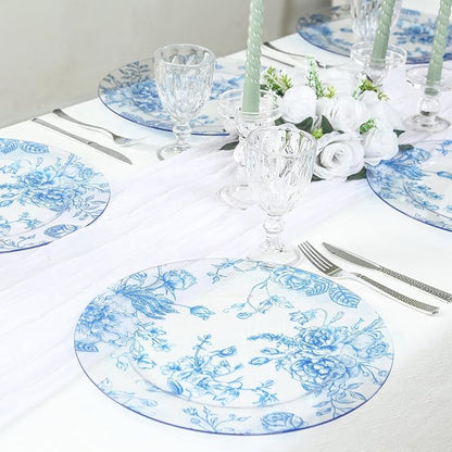 Efavormart 6 Pack Floral Acrylic Charger Plates in French Toile Pattern - Image 4