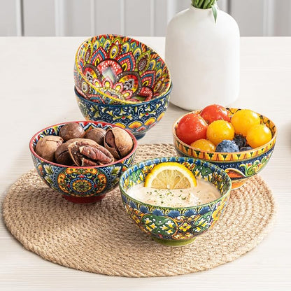 Henten Home Ceramic 5 oz Dipping Bowls, Boho Sauce Bowl Set of 6, Colorful - Image 6