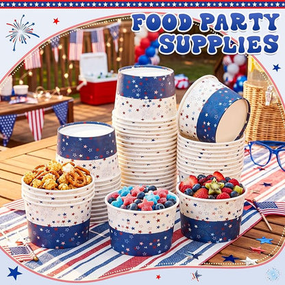 Potchen 50 Pcs 4th of July Paper Bowls, 9 Oz Disposable Cups - Image 4