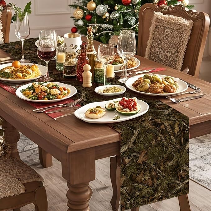 Camo Table Runner Seasonal Spring Fall Kitchen Dining Linen Table Decoration - Image 2