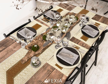 Boho Placemats Set of 4 Table Mats Farmhouse Dining Decor Caramel | 12x20" - Image 7