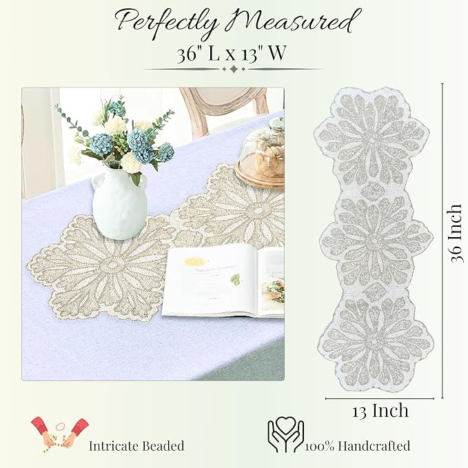 Beaded Table Runner 13 x 36 Inch - Image 4
