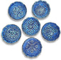 Handmade Decorative Turkish Ceramic Mini Pinch Bowls Set of 6 – Small Dipping & Serving Sauce Bowls, Blue Charcuterie Accessories, Hand-Painted Floral Pattern Snack Dishes for Kitchen & Table Decor
