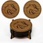 LazerEdge Boise State Broncos Wooden Coaster Set - Cherry Wood - Officially Licensed Product - 4-Pack