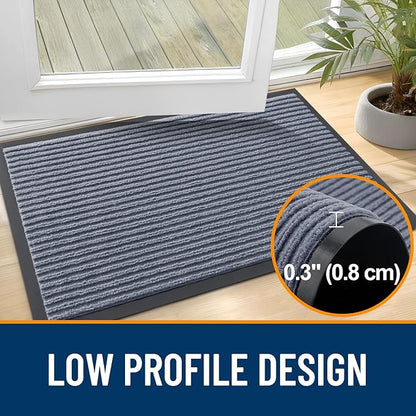 OLANLY Front Door Mat Indoor Outdoor Entrance, Waterproof Heavy Duty Doormat, Fade Resistant, Low Profile, Easy Clean Patio Porch Welcome Floor Mats for Entry, 47x17, Ash Grey