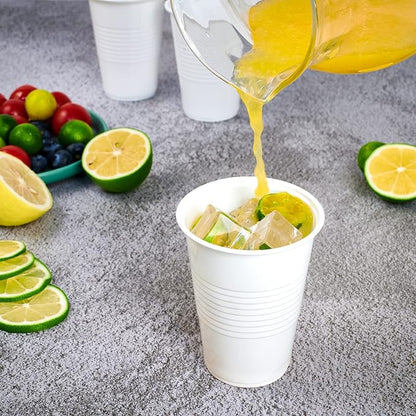 Lilymicky 500 Pack 9 oz White Plastic Cups, Disposable Drinking Cups | Non-slip - Image 2
