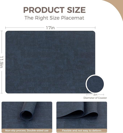 NCUE Vinyl Placemats Set of 12, Heat Resistant, Nonslip Faux Leather Waterproof - Image 4