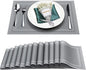 Placemats Set of 12,Washable,Heat and Stain Resistant Indoor/Outdoor Place mats,Vinyl Woven Non Slip Table Mats for Restaurant Table Protection,PVC Placemats(Gray,12PCS)