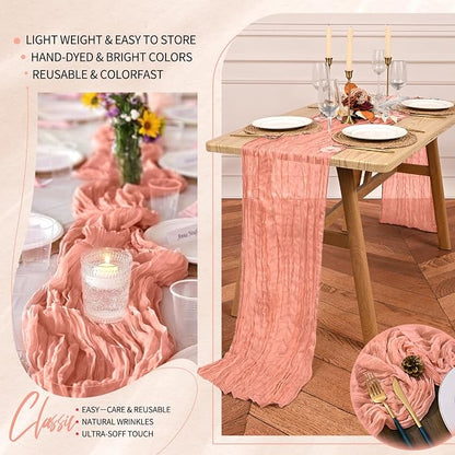 4 Pack Cheesecloth Table Runner 10FT Coral Table Runner Boho Gauze Cheese Cloth - Image 5