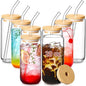 VITEVER 20 OZ Glass Cups with Bamboo Lids and Glass Straw by VITEVER