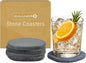 Stone Coasters Slate Set of 4, Absorbent Diatomaceous Earth Coasters by CALUVAR