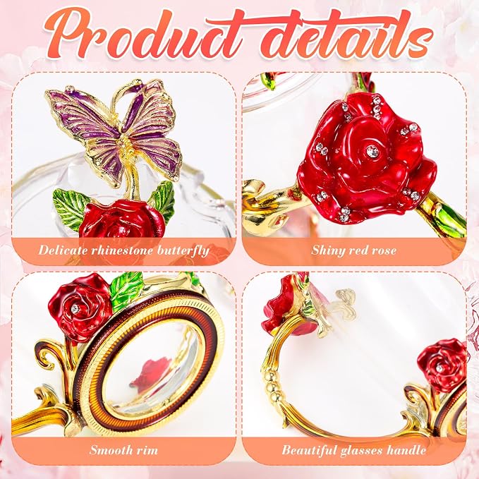 Nuanchu 4 Sets Flower Glass Tea Cups - Image 4