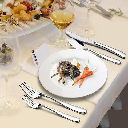 LIANYU 40-Piece Heavy Duty Silverware Set, Stainless Steel Flatware Cutlery Set for 8, Heavy Weight Eating Utensils Tableware, Mirror Polished, Dishwasher Safe