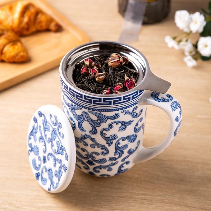 AmorArc Tea Cup With Infuser and Lid, 18oz Loose Leaf Tea Mug With Steeper | - Image 2