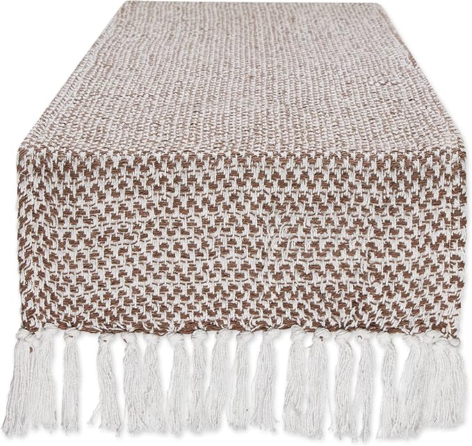 DII Woven Basics Collection 100% Cotton Knit Table Runner, Bark Brown by DII