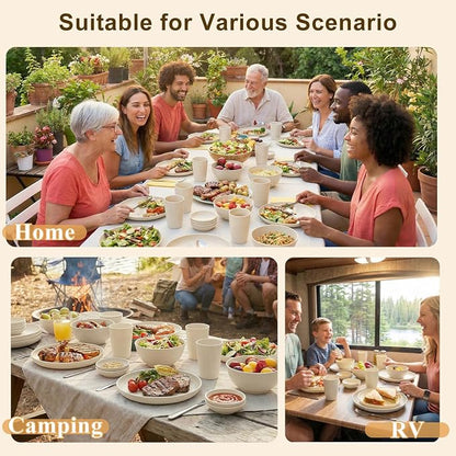 Dishes Set for 8, Wheat Straw Dinnerware Sets 40 Piece, Unbreakable Bowls and - Image 7