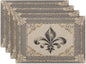 Giwawa Fleur De Lis Placemats Set of 4 Vintage Mardi Gras Washable Place Mat 12"x18" Country Style Rustic Farmhouse Non Slip Double Sided Table Mats for Kitchen Dining Holiday Party Decor
