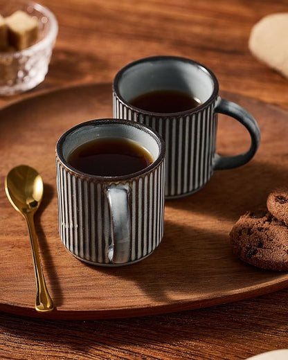 famiware Star Espresso Cups and Saucers Set of 4, 3 oz Ceramic Small Coffee Mug - Image 3