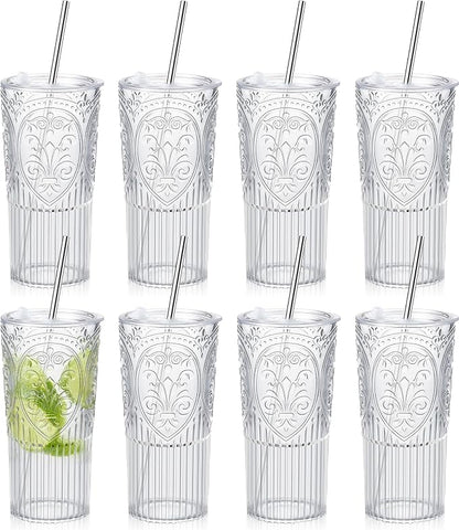 8 Set 20oz Vintage Plastic Tumbler by Unknown