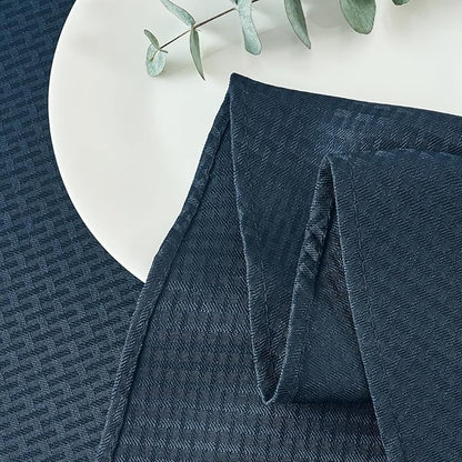 maxmill Round Weaved Texture Design Tablecloth Spill-Proof Wrinkle Free Soft Washable Table Cloth for Circular Table Cover, for Dining Room Buffet Banquet Parties Holiday Dinner, 90 Inch Navy Blue