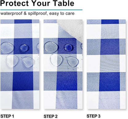 Royal Blue Checkered Tablecloth Rectangle - Image 2