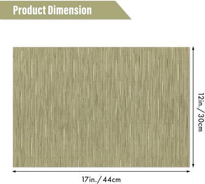 Winknowl Placemats Set of 4, Heat Resistant Stain Resistant Woven Vinyl Insulation Place mats, Durable Washable Elegant Table Mats for Kitchen Dining Table Decor (Bamboo Green)