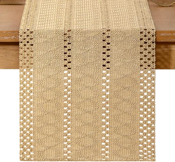 Boho Table Runner Summer Farmhouse Rustic Dining Dresser Scarf Home Decor | - Image 4