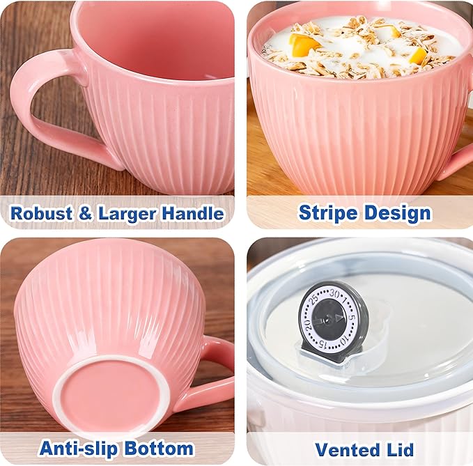 24oz Soup Mug with Handle & Lid, Microwave Soup Bowl/Cup, Ice Cream and - Image 4