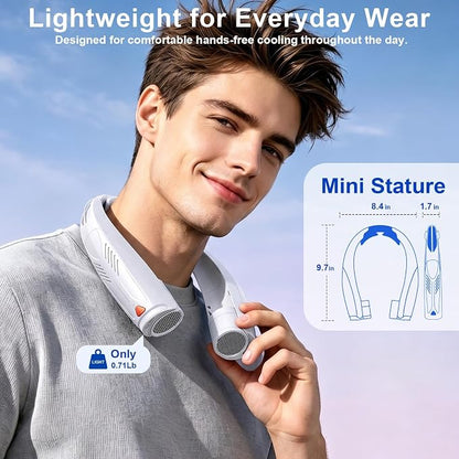 Portable Neck Fan with Reading Light, 6-Speed Wearable Fan, 6000mAh USB-C - Image 5