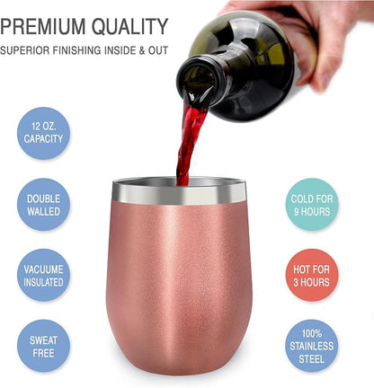CHILLOUT LIFE 12 oz Stainless Steel Wine Tumblers 2 Pack - Image 2