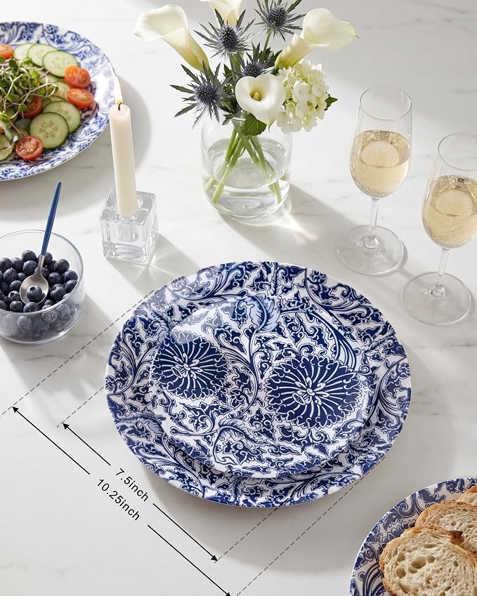 Blue Plastic Plates, Floral Disposable Plates, anniversaries, or holidays. - Image 3