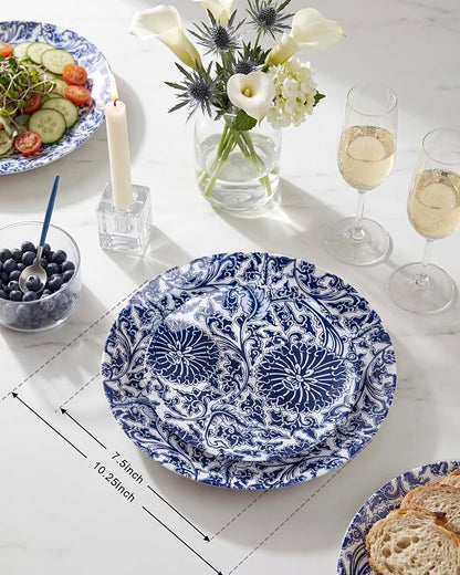 Blue Plastic Plates, Floral Disposable Plates, anniversaries, or holidays. - Image 3