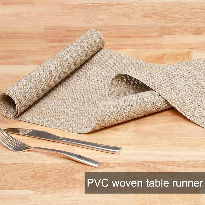 Table Runner 72 Inches Long, Vinyl Woven Heatproof Table Runners | Washable - Image 2