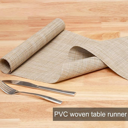 Table Runner 72 Inches Long, Vinyl Woven Heatproof Table Runners | Washable - Image 2