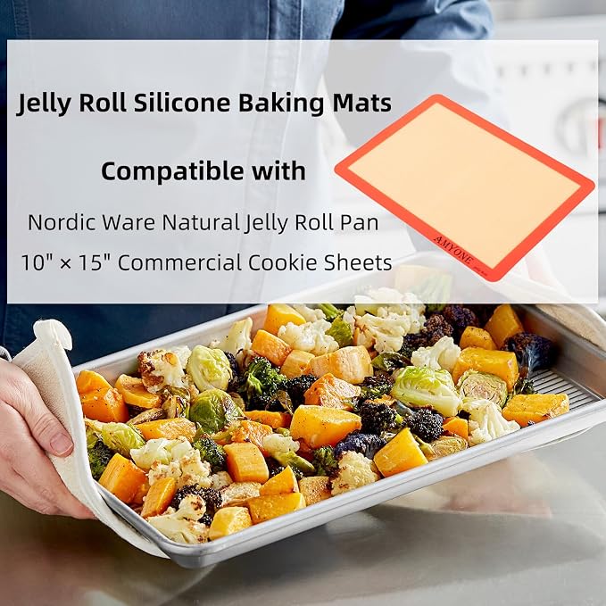 AMYONE Silicone Baking Mats for 10x15" Jelly Roll Pan, Nonstick Reusable Food - Image 6